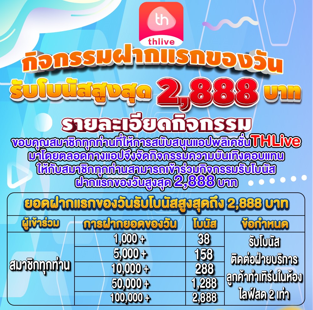 THLIVE VIP กิจกรรมฝากแรกของวัน